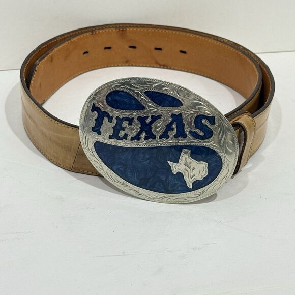 Vintage Western Tooled Leather Belt German Silver Horse Buckle Brown Size 34 - Picture 13 of 16